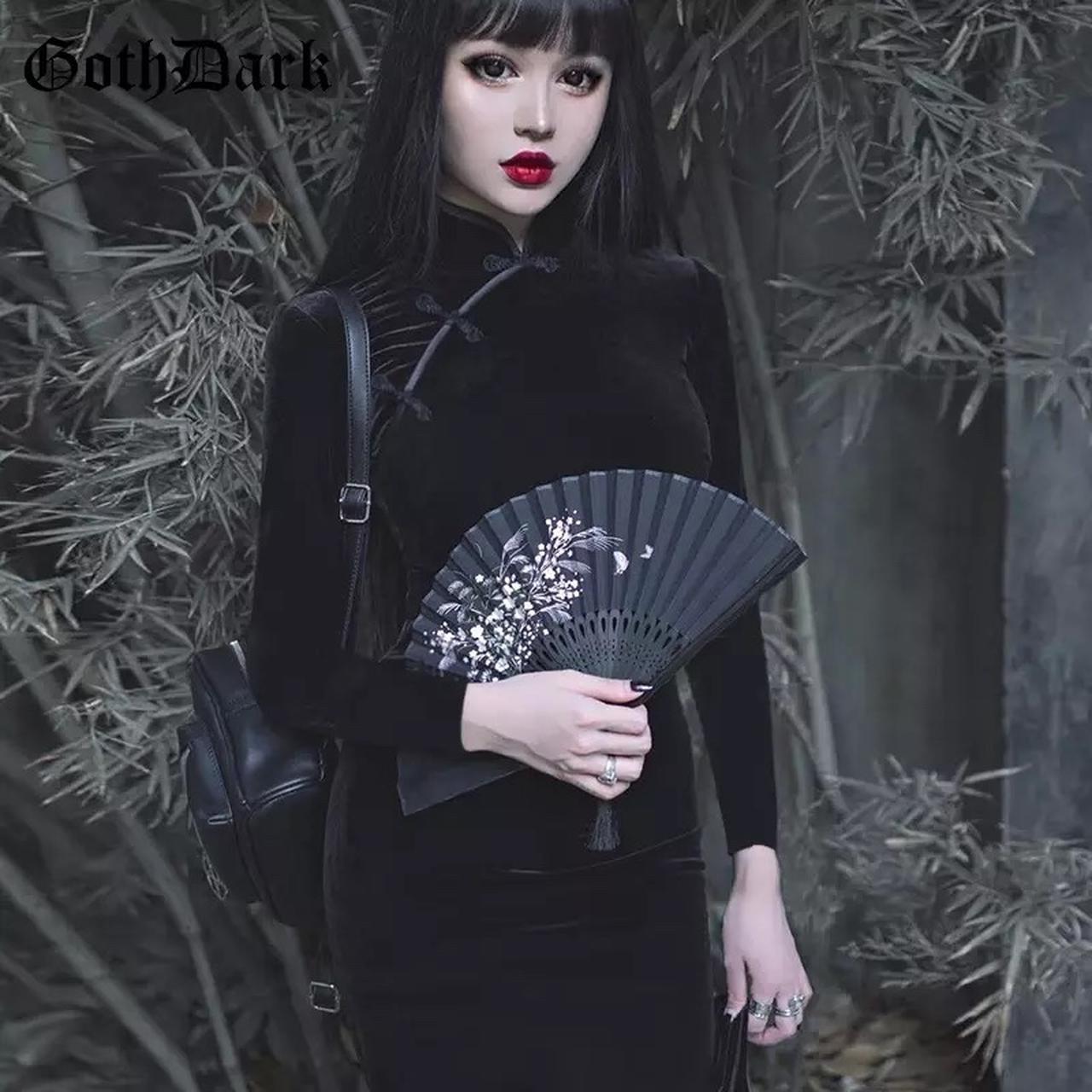 Asian style dress goth #tiktok #bodycon #dark #winter - Depop