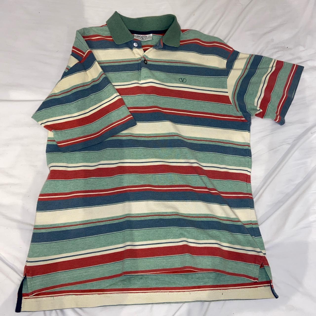 Vintage Valentino Striped Polo Shirt. Label says “5”... - Depop