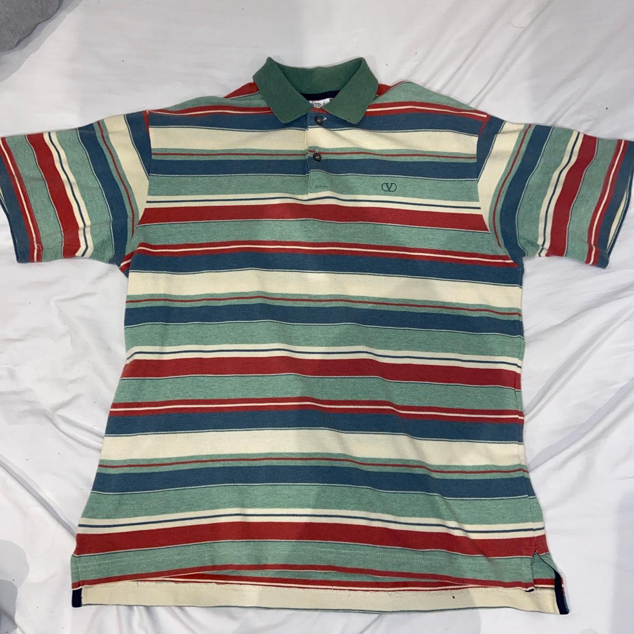 Vintage Valentino Striped Polo Shirt. Label says “5”... - Depop