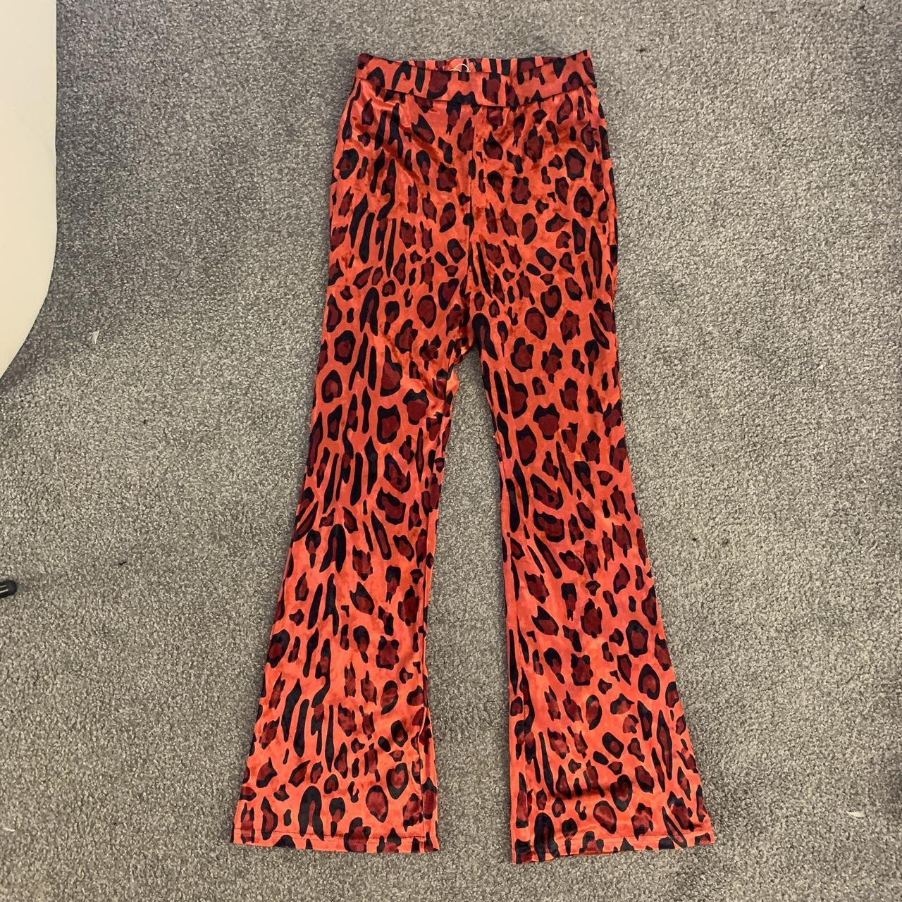 red leopard print flares