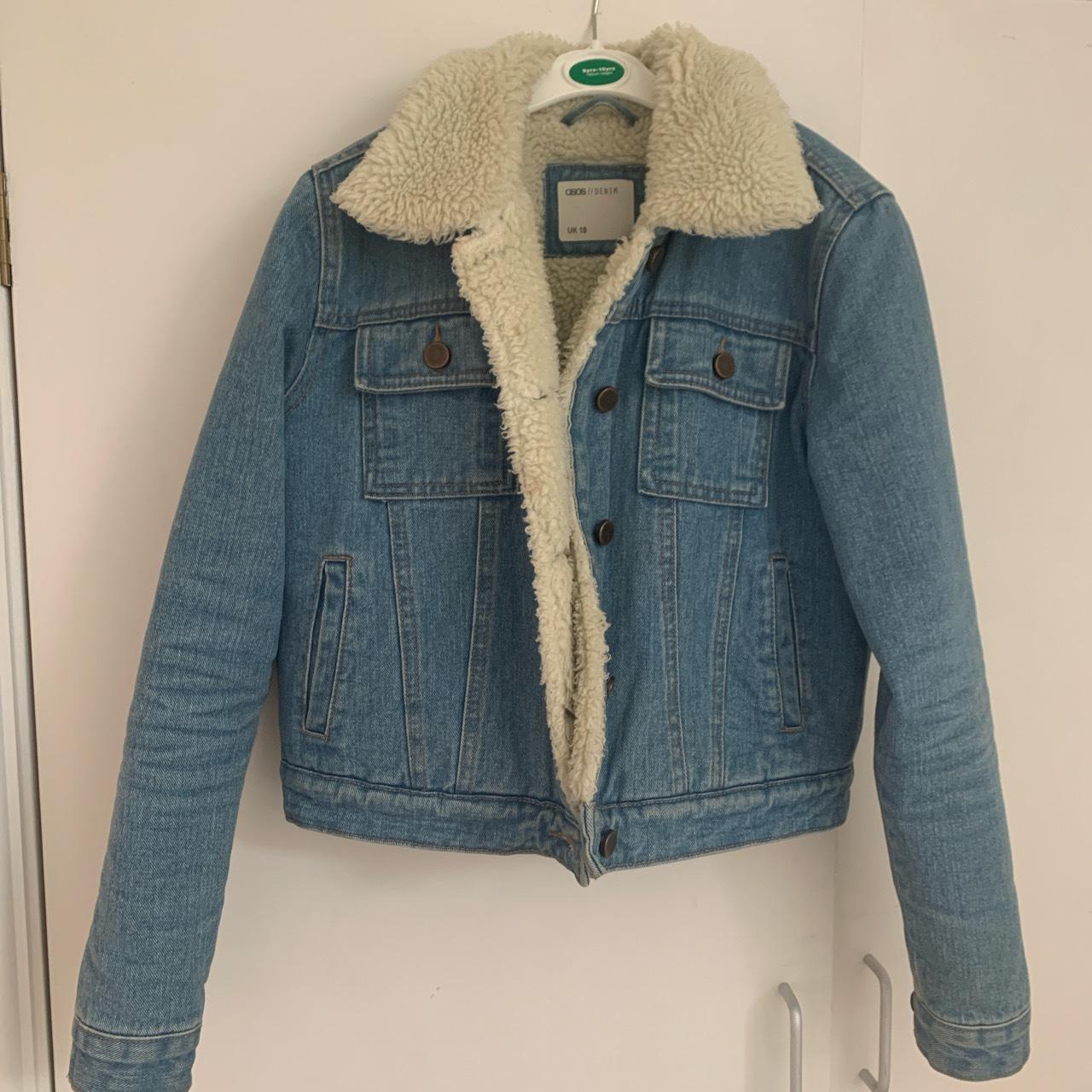 cream denim jacket with fur