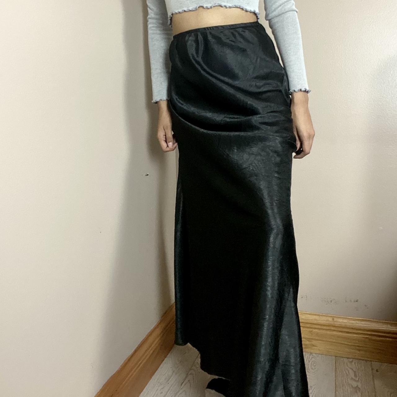 Reformation Long Maxi Satin Black Skirt Brand :... - Depop