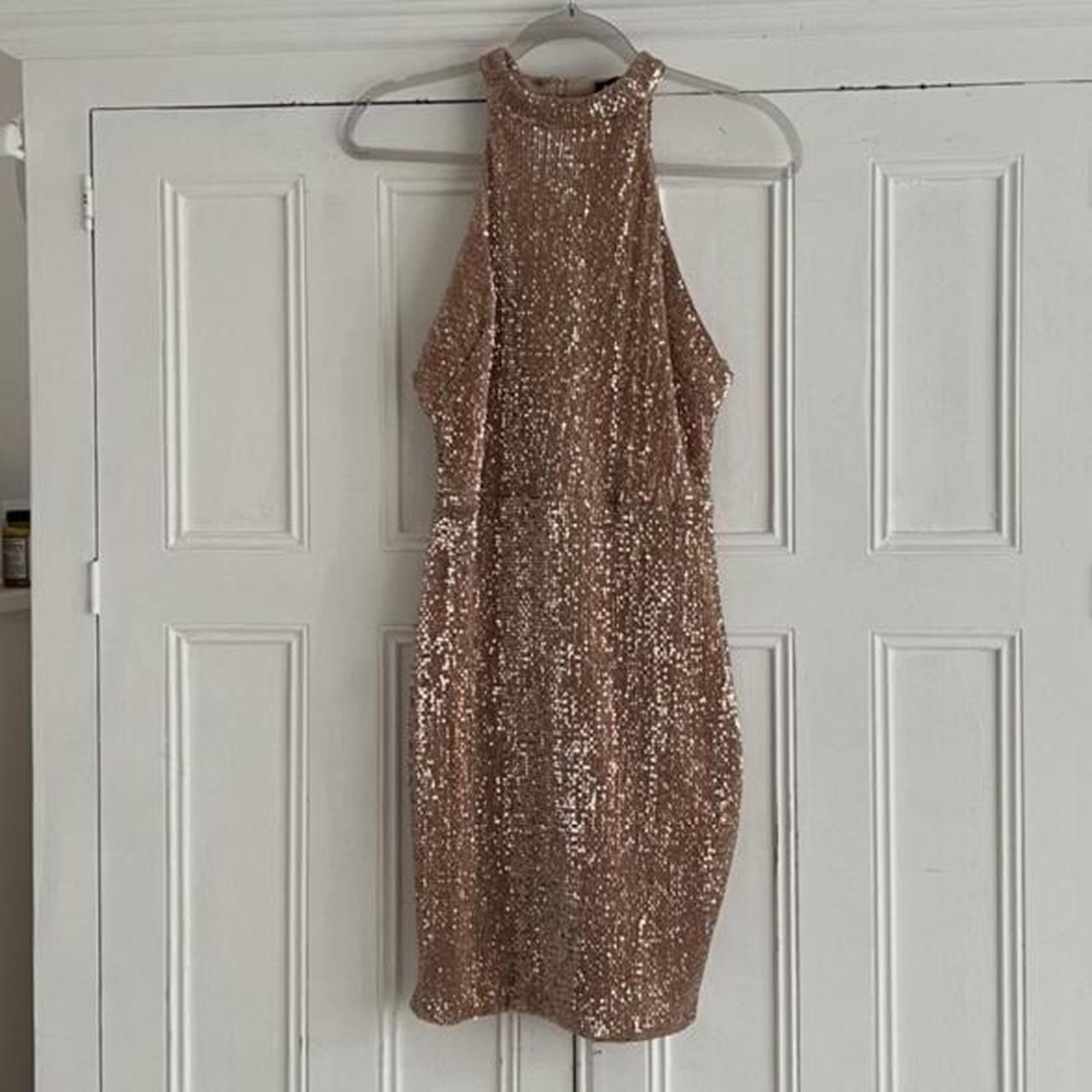 copper sequin dress