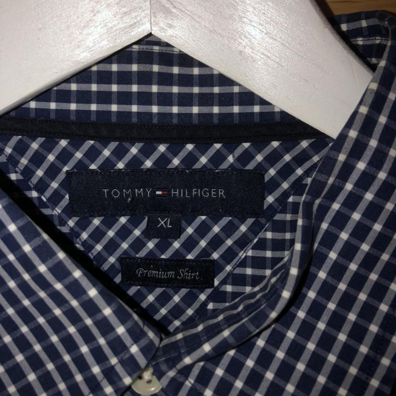 Tommy Hilfiger Men's Navy and White Shirt | Depop