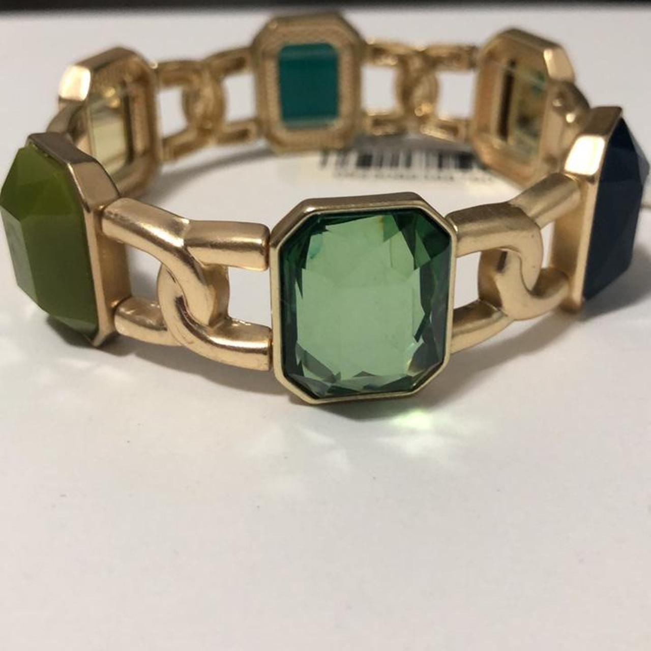 Macy's Women's Gold and Green Jewellery | Depop