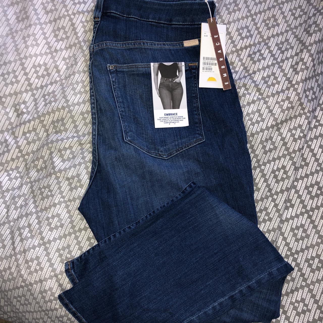 H&M blue washed denim jeans. High waist super skinny... - Depop