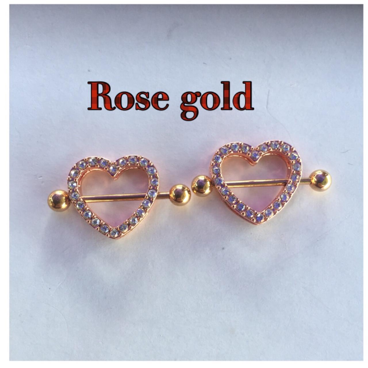 Handmade 14g rose gold Nipple Ring heart shaped... - Depop