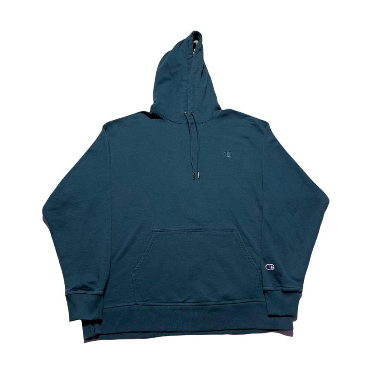 Champion Men's Blue and Green Hoodie | Depop