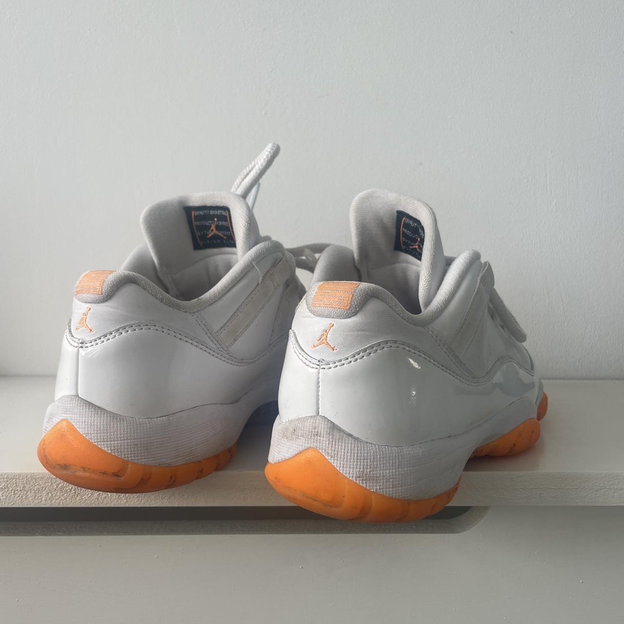 Jordan 11 trainers White and orange Jordan’s Size... Depop