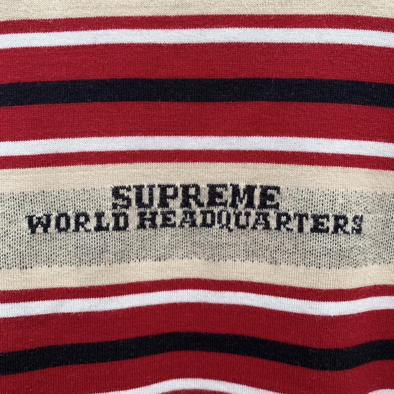 - Supreme HQ Stripe Tee FW18, - Size Medium, - 9/10...