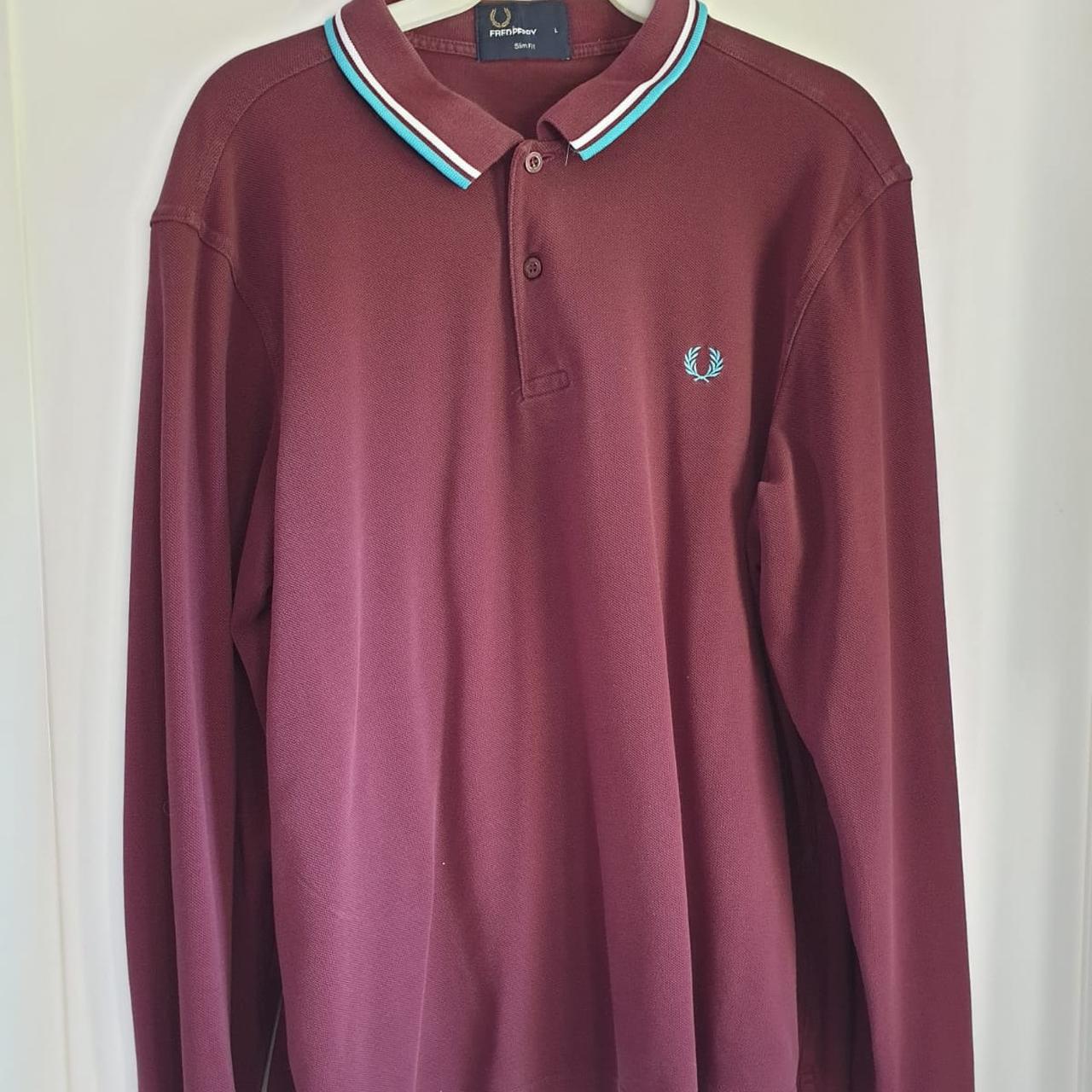 fred perry long sleeve polo burgundy