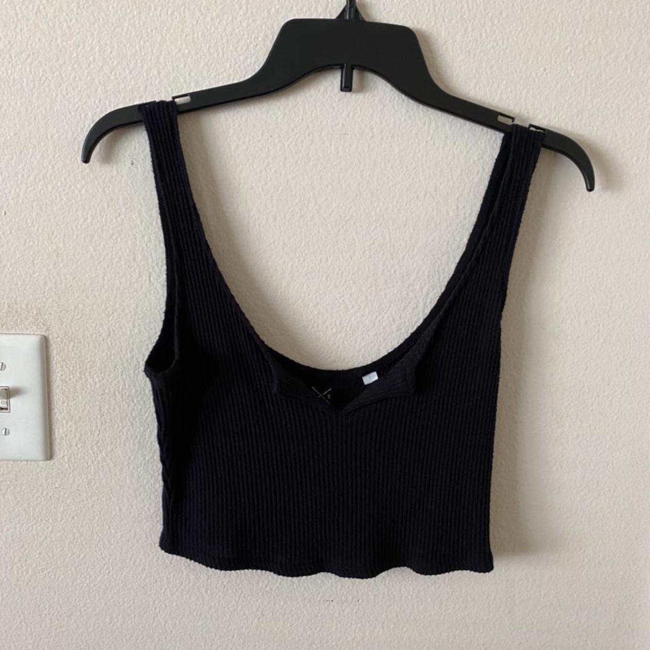 pacsun basics crop top slit down the middle only... - Depop
