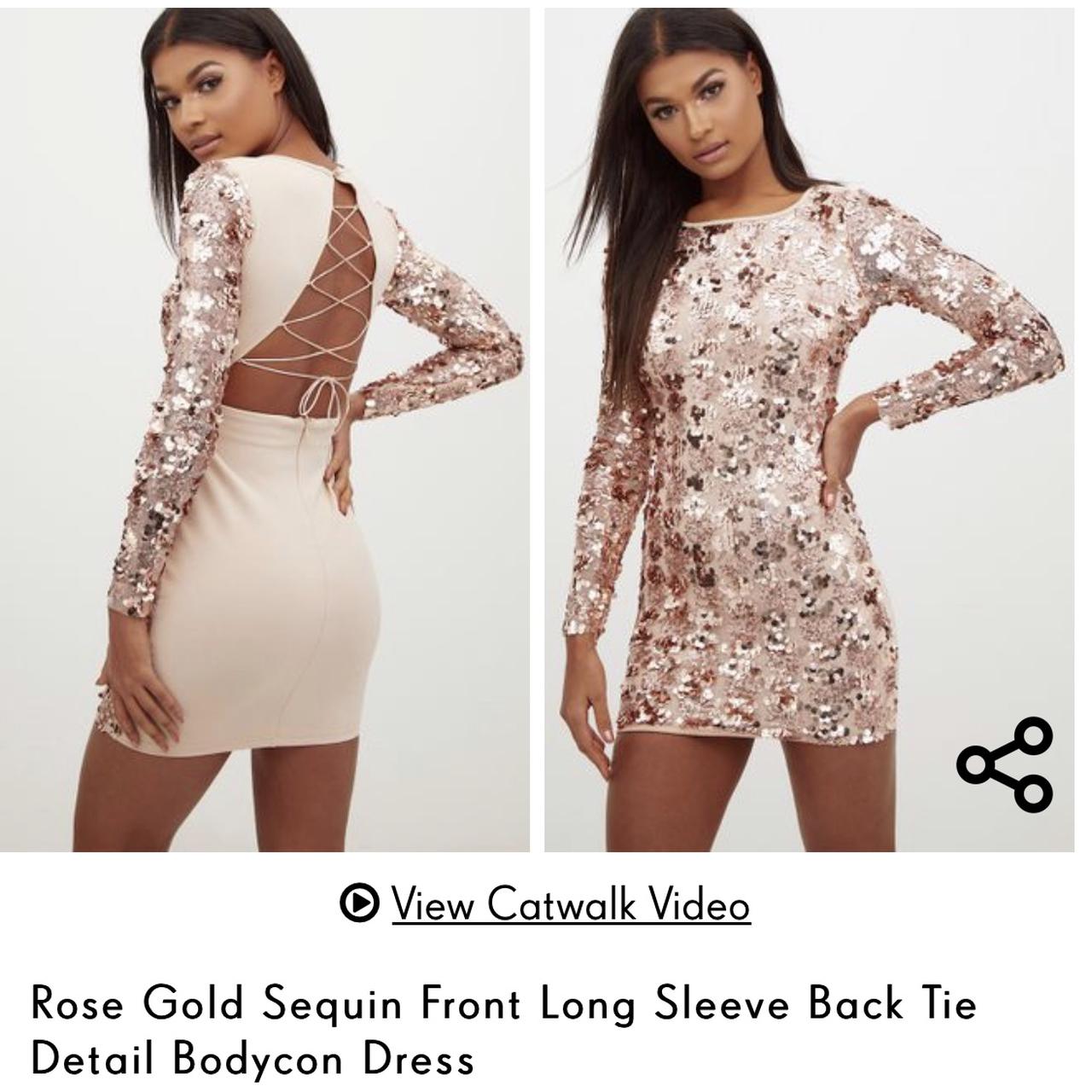 rose gold long sleeve bodycon dress