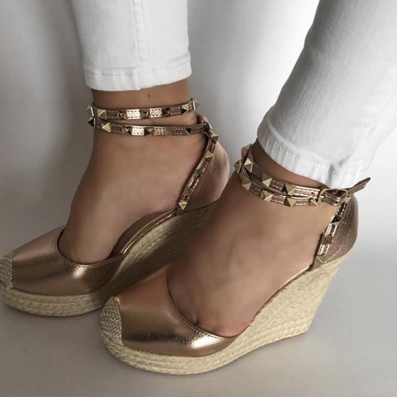 Rose gold sale studded wedges