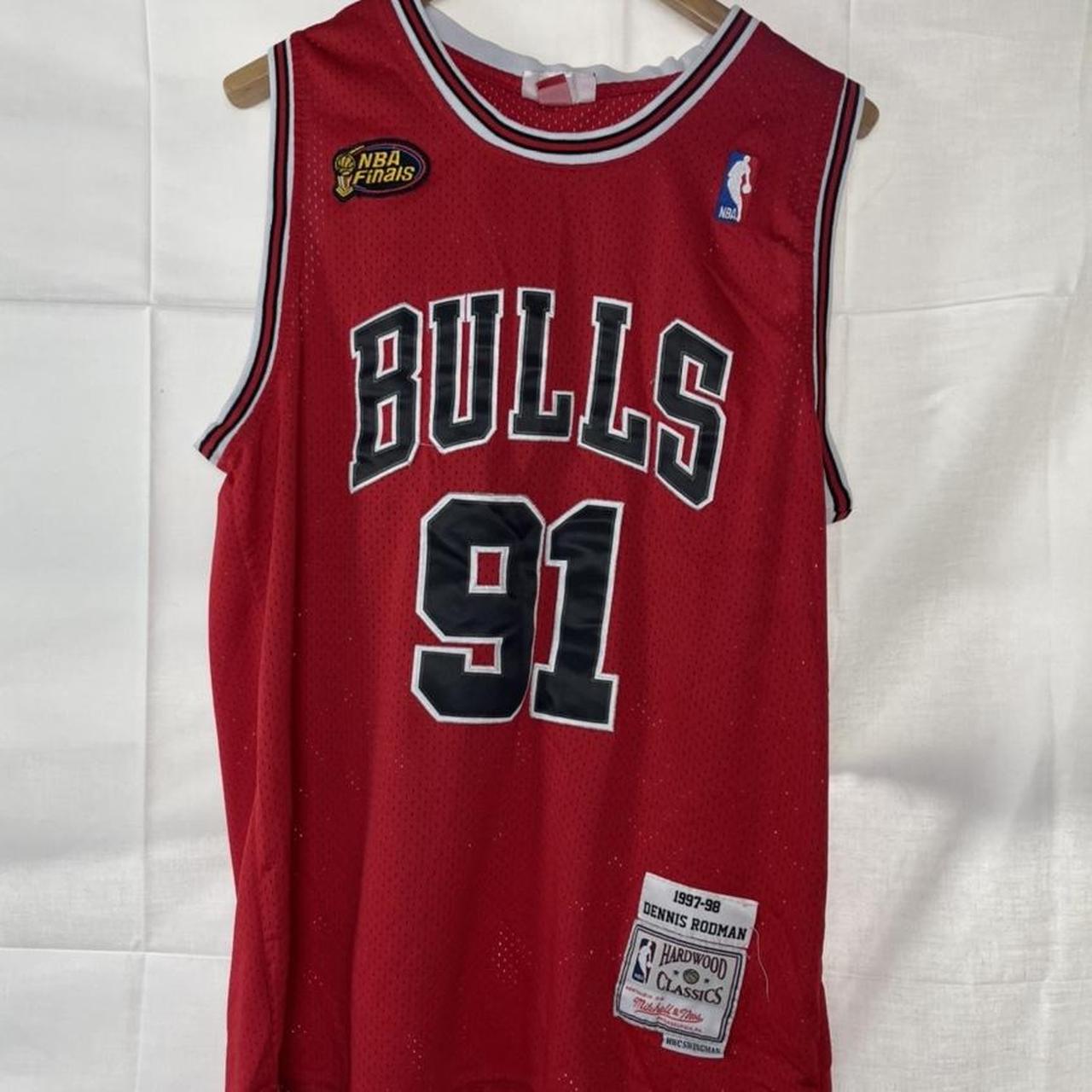 Red Chicago Bulls NBA Finals 1997-98 PLAYER ID -... - Depop