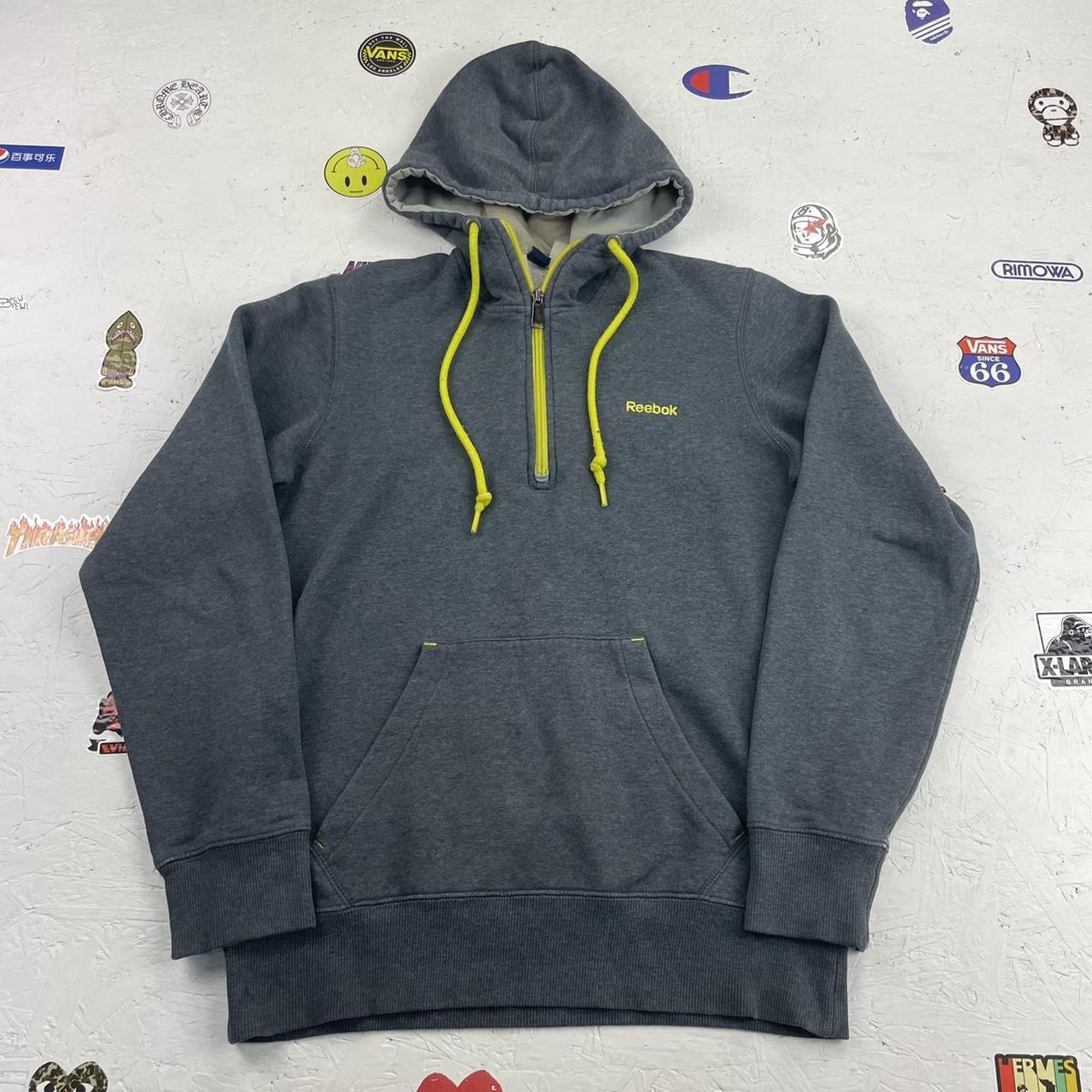 Reebok Men's Grey and Yellow Hoodie | Depop