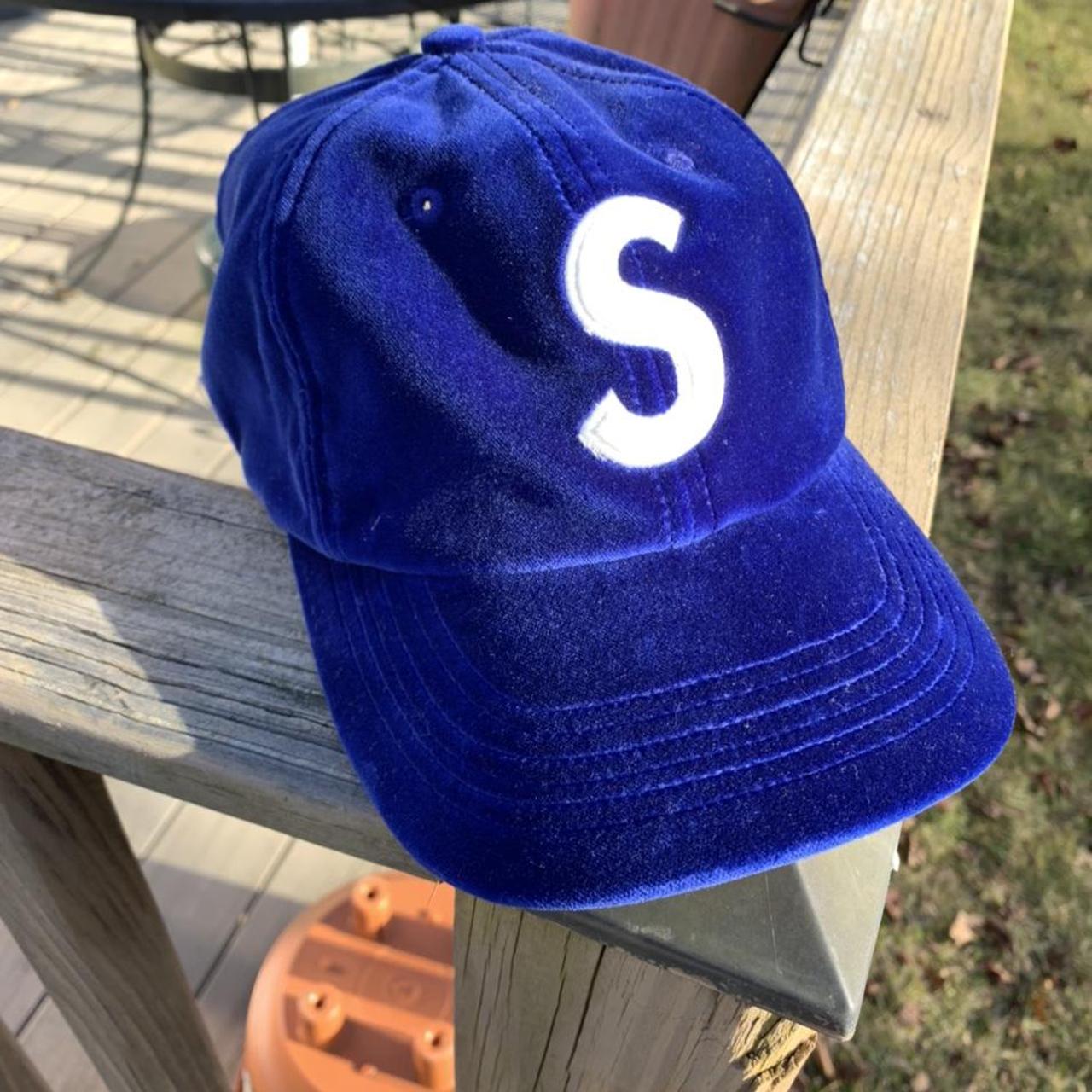 Supreme velvet S logo 6 panel hat Very lightly - Depop