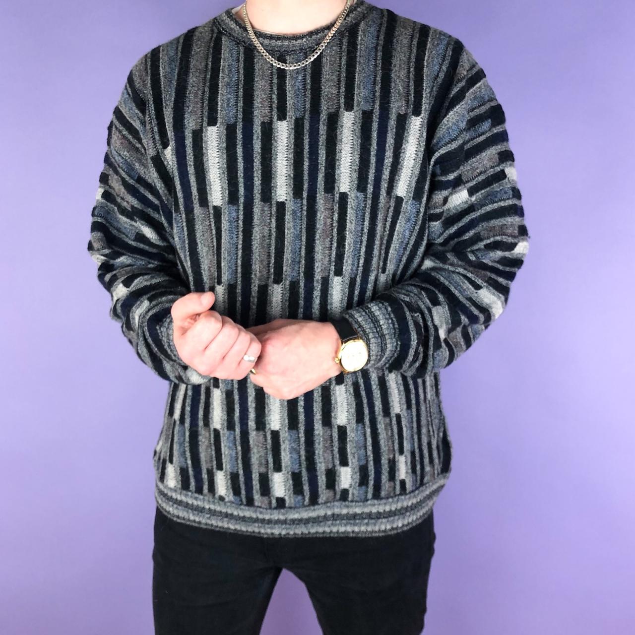 American Vintage Men's Navy and Grey Jumper (2)