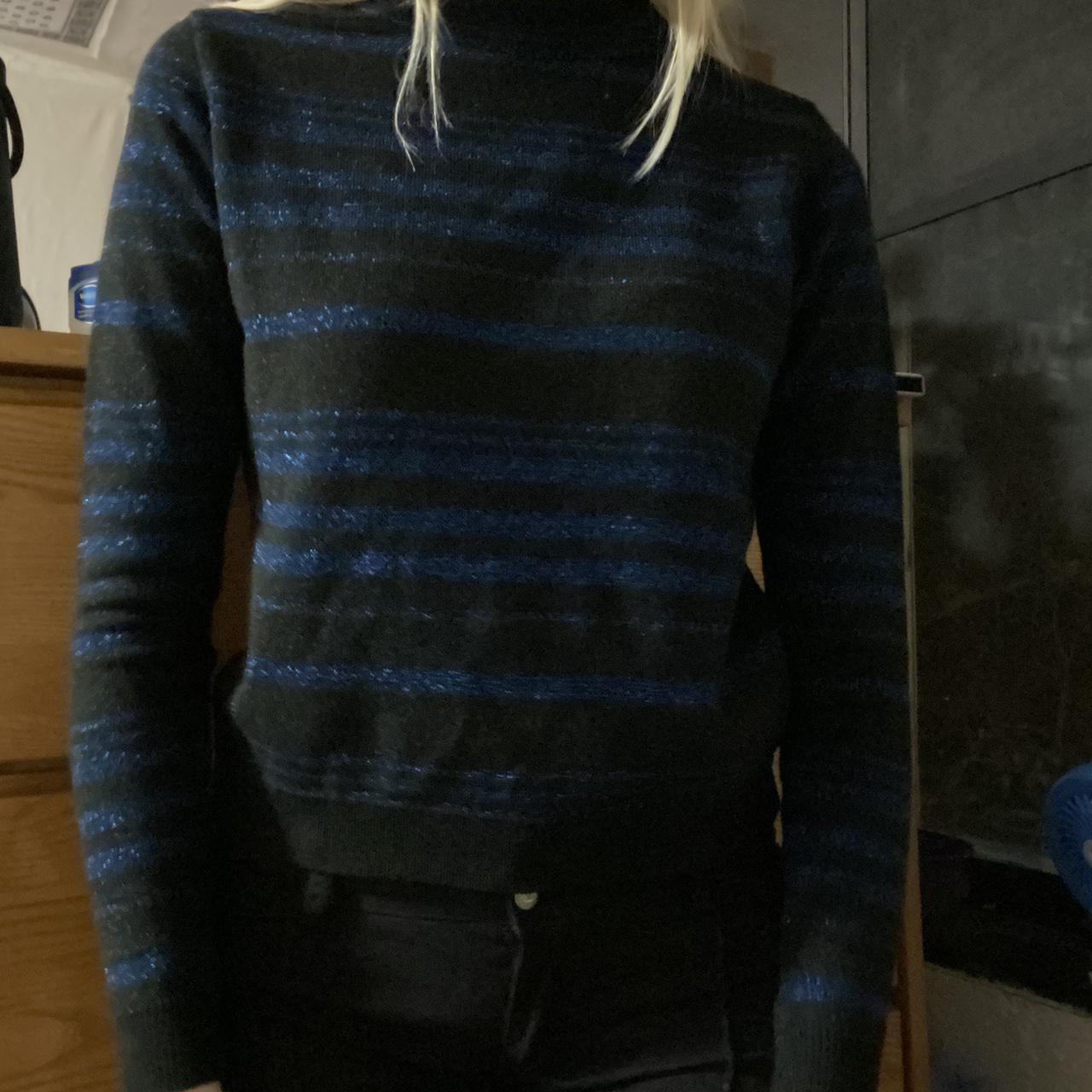 blue and black striped sweater from nobody's child.... - Depop