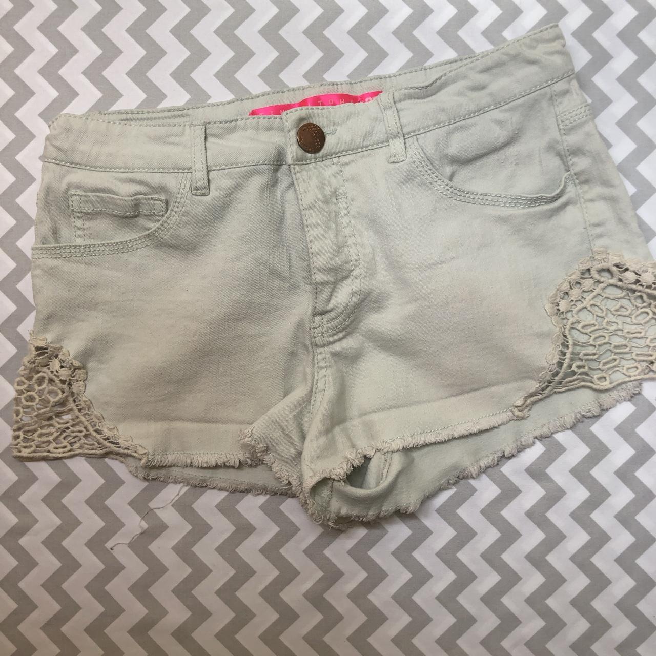 Light green denim shorts I bought these at a small... Depop