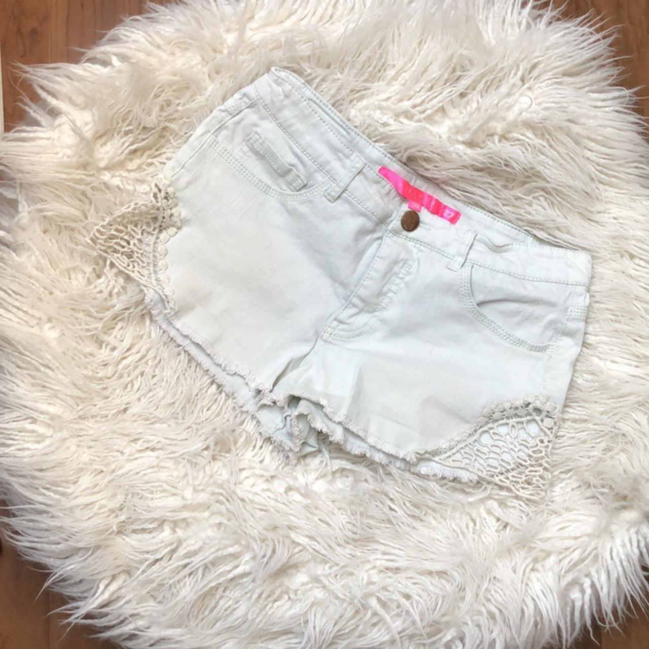 Light green denim shorts I bought these at a small... Depop