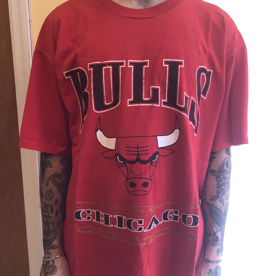 Vintage Chicago Bulls Real Men Wear Red T-Shirt NBA Basketball