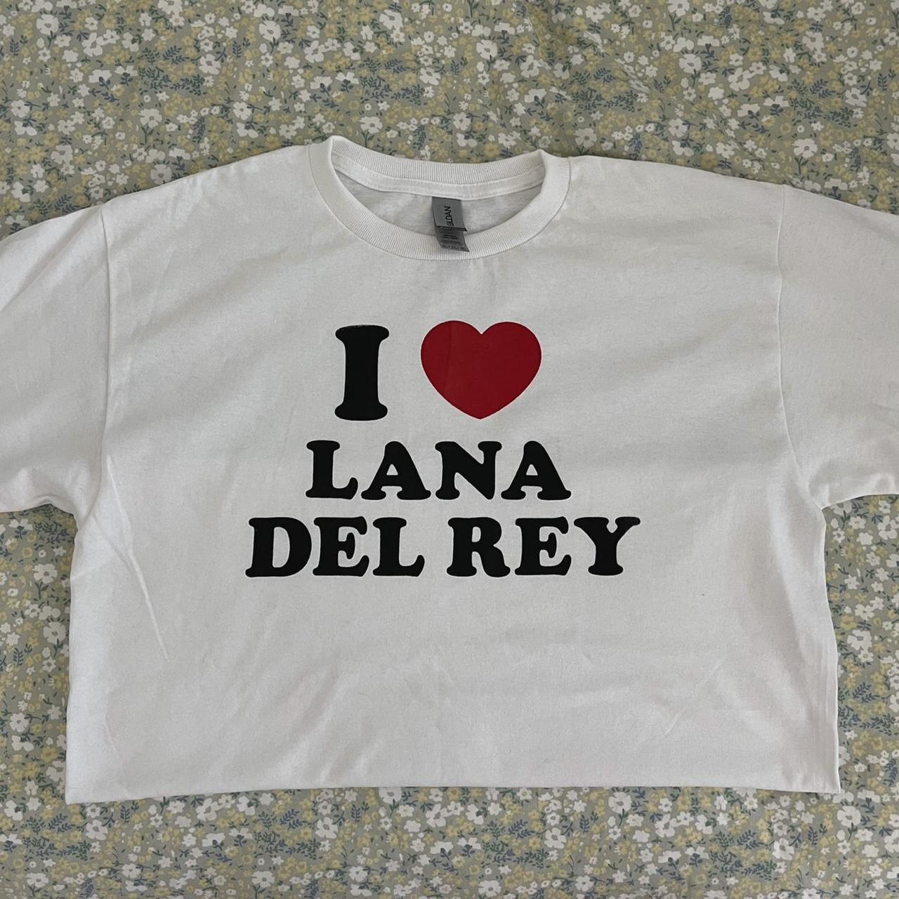 I heart lana del rey womens baby tee handmade screen... - Depop