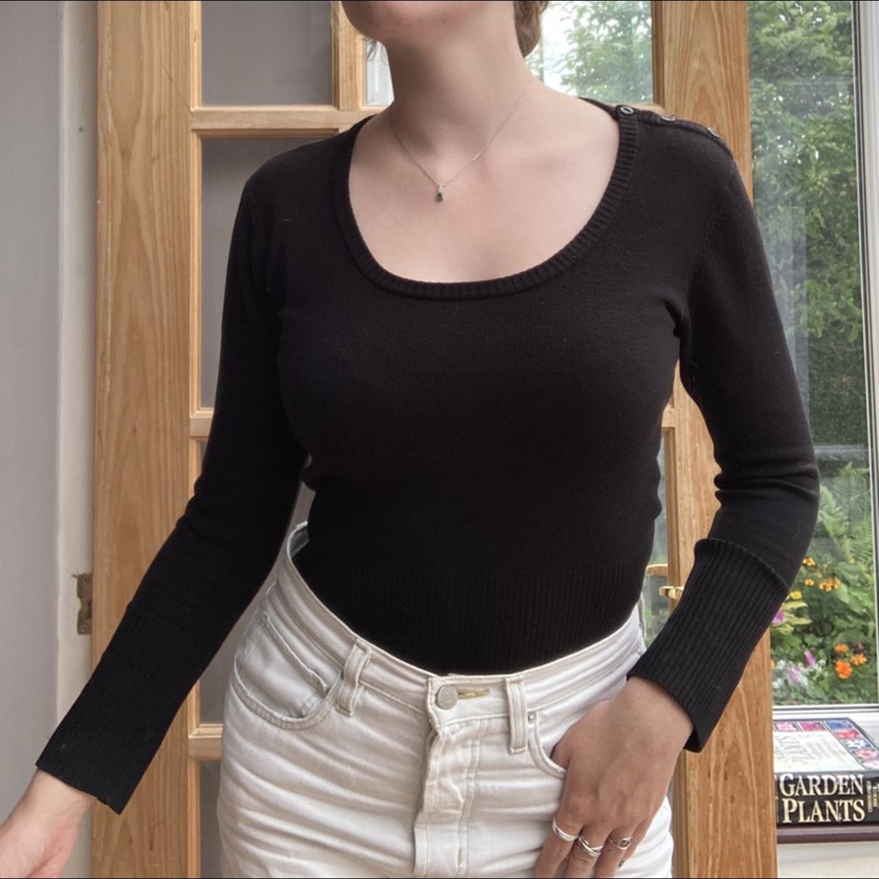 Softest black jumper with button details on the... Depop