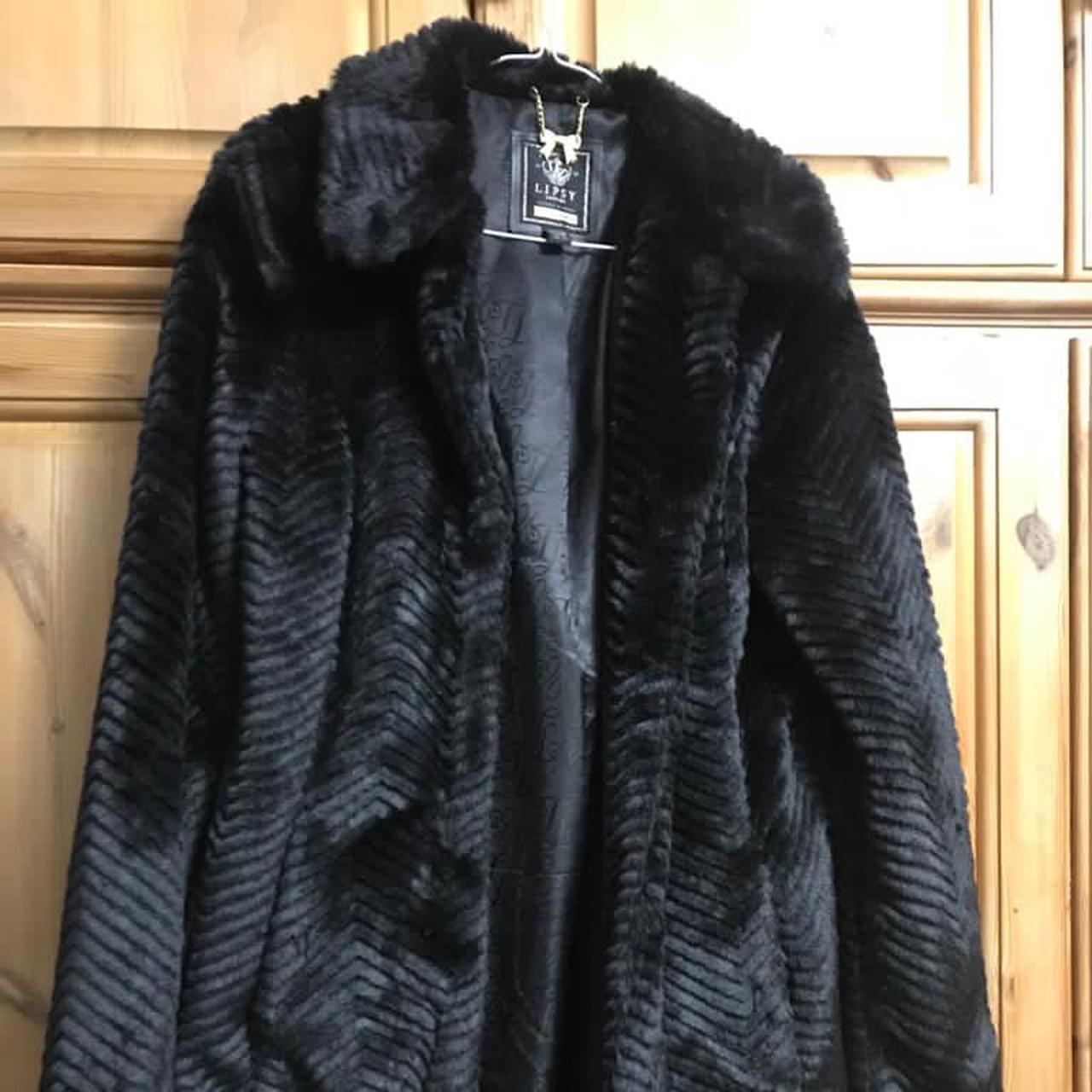 Lipsy black fur clearance coat