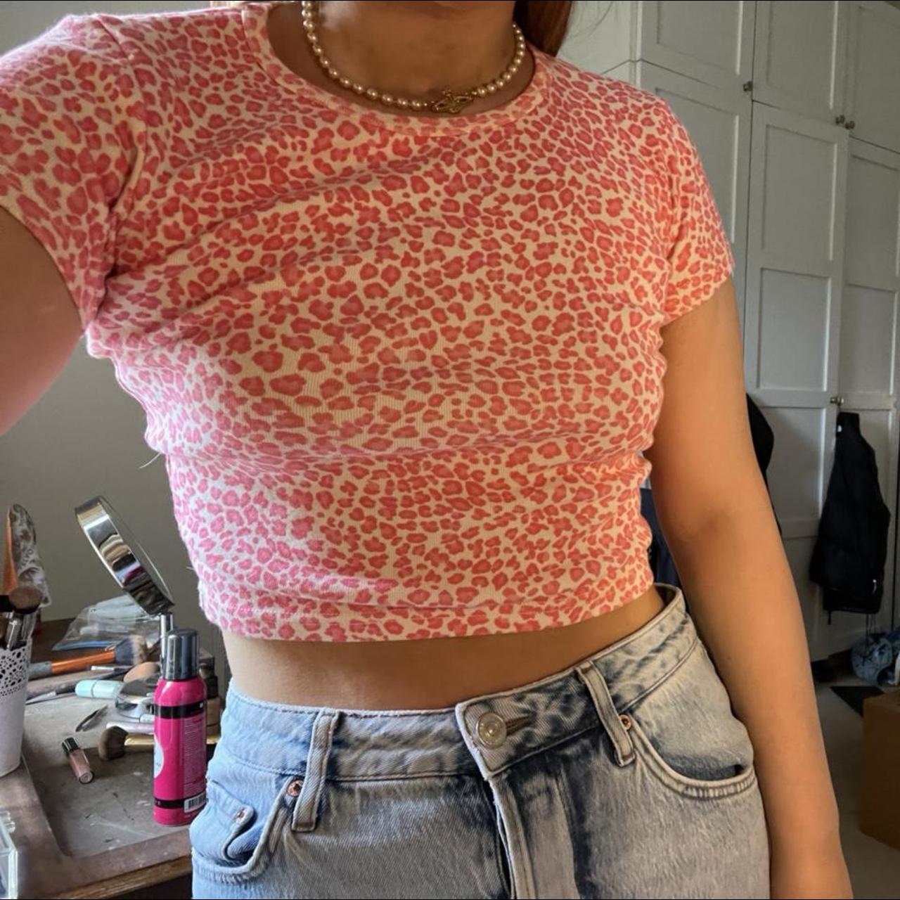 pink cheetah print top brandy melville