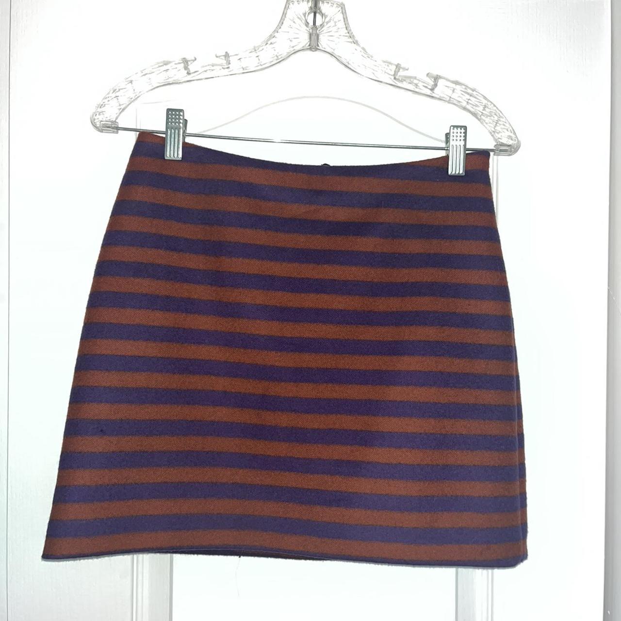 Prada Striped Wool Mini Skirt Color: Purple/Orange... - Depop