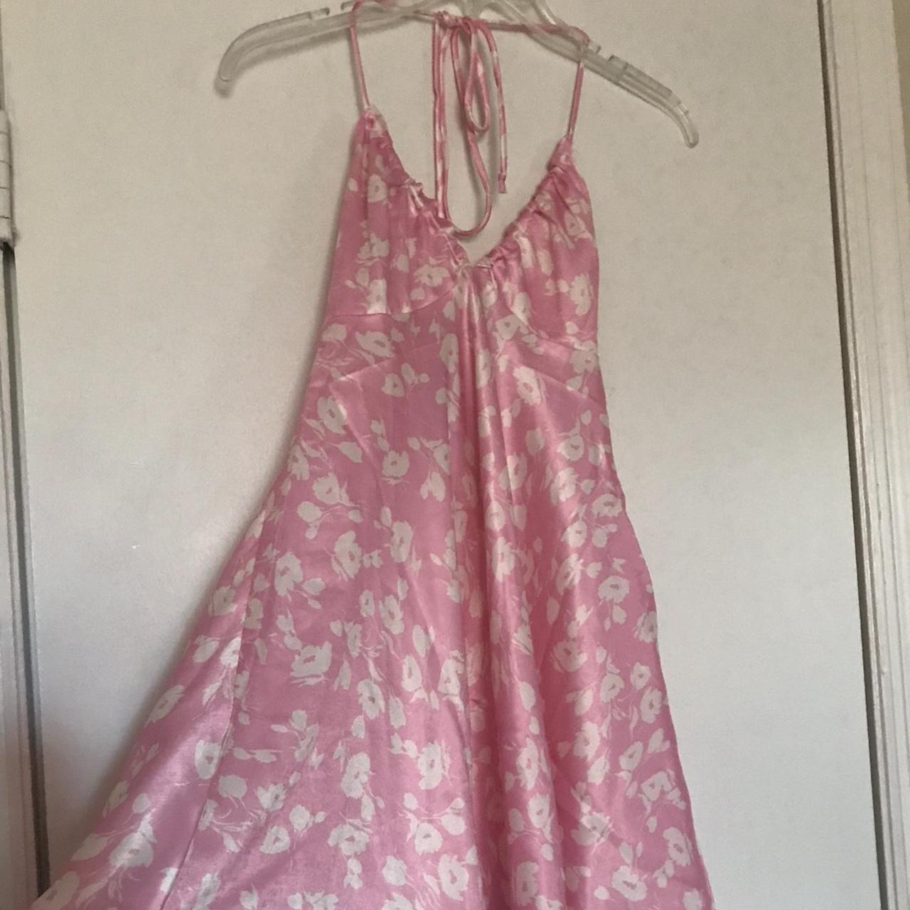 Verge Girl Women's Pink and White Dress Depop