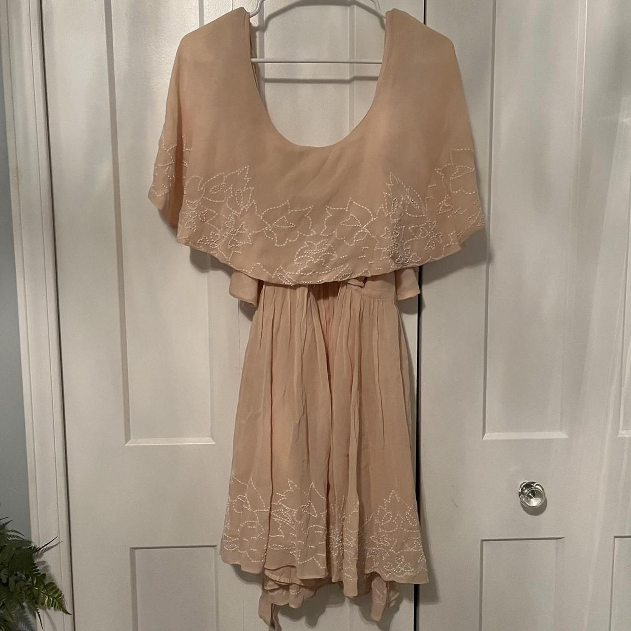 Free People sylvia mini wrap dress! blush pink lined... - Depop