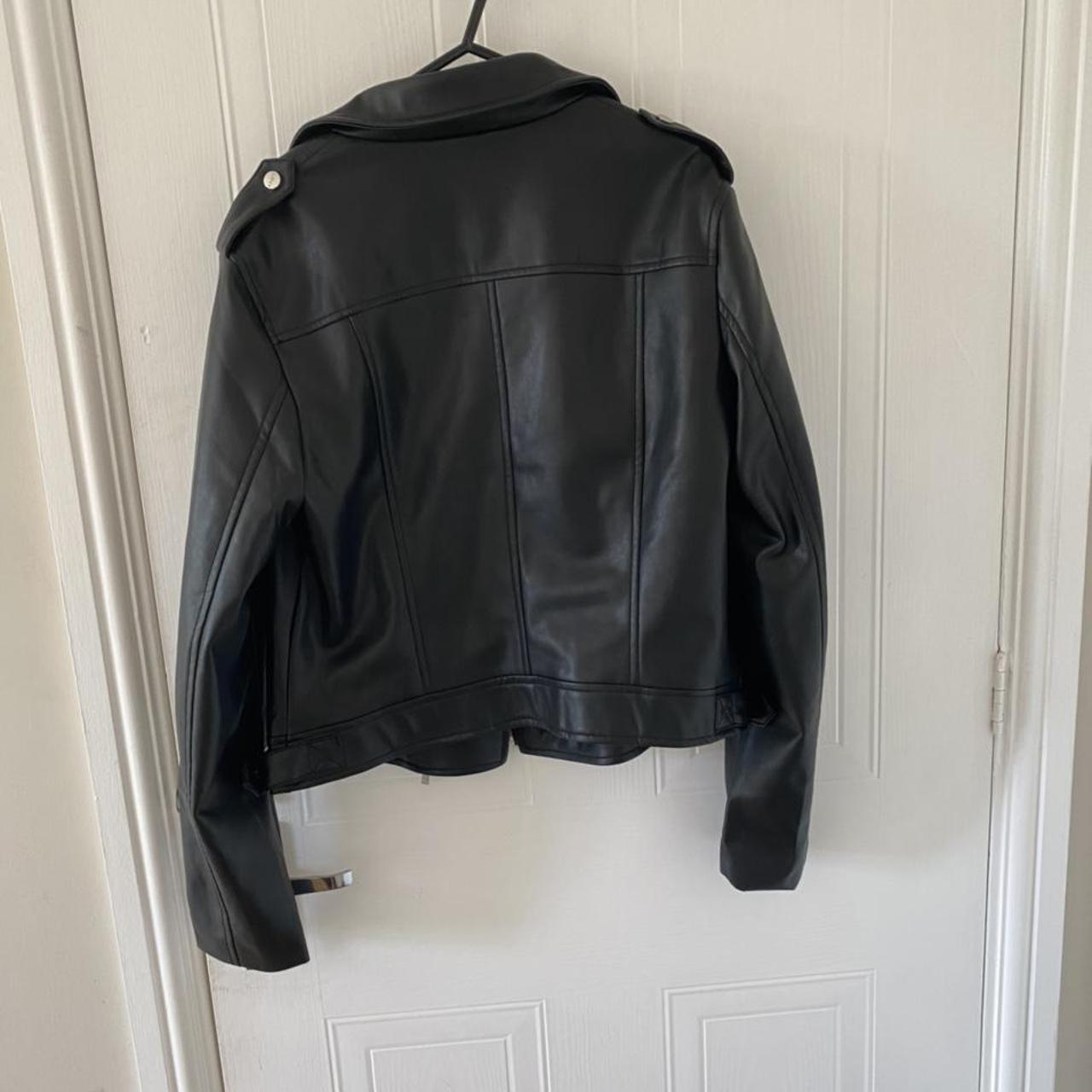 Lipsy Faux Leather Biker Jacket Size 12 Black... - Depop
