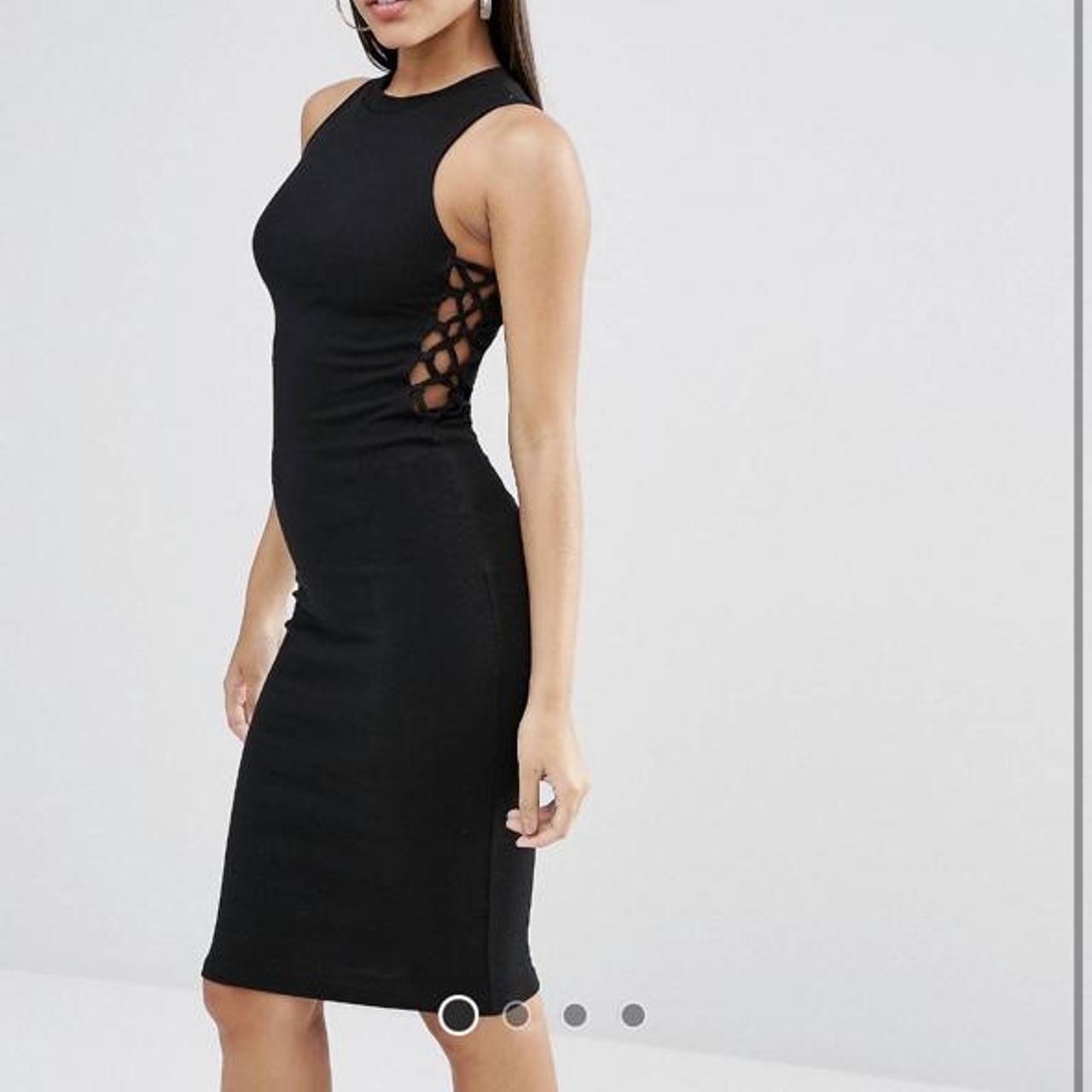 Missguided black lace up dress best sale