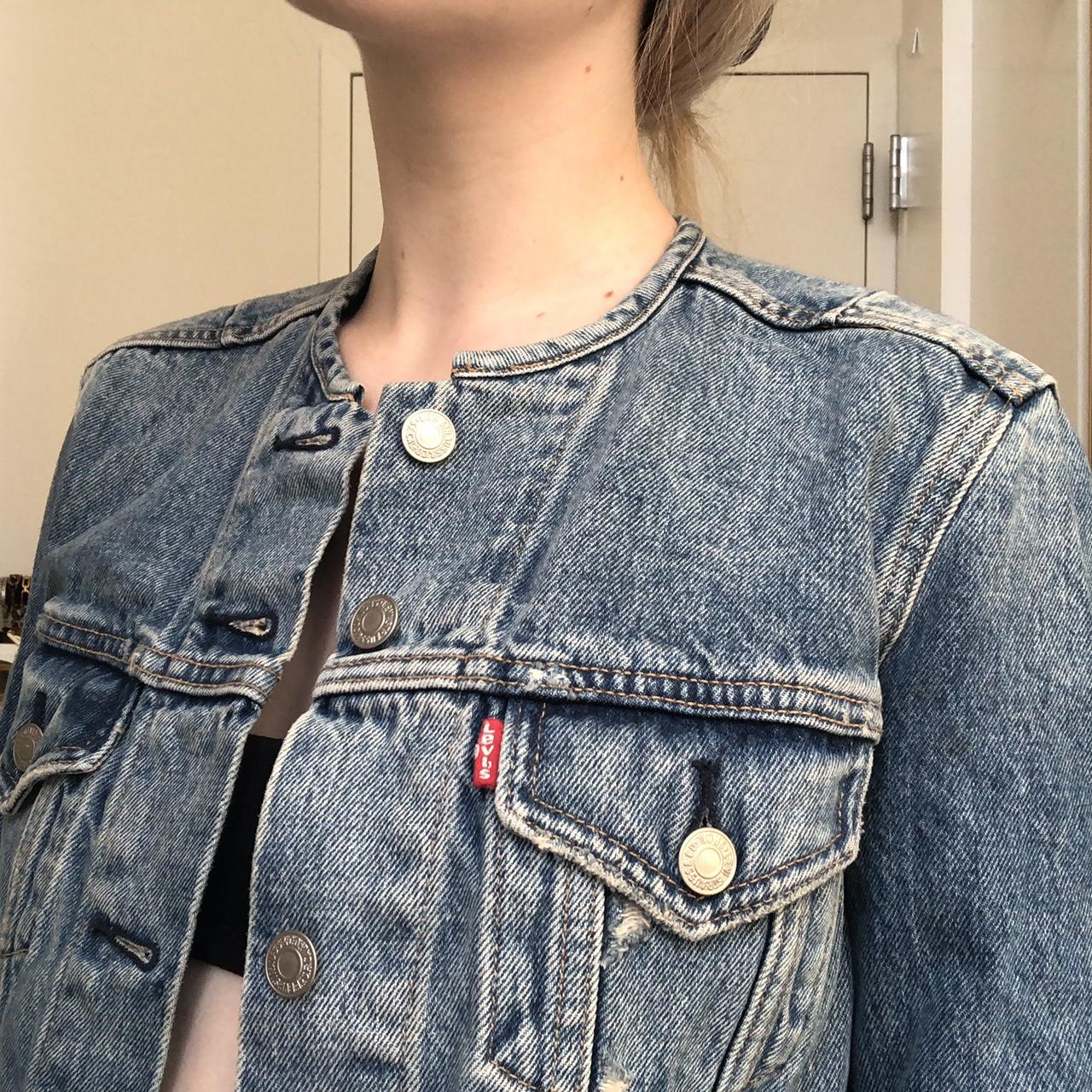 Levis collarless hotsell denim jacket