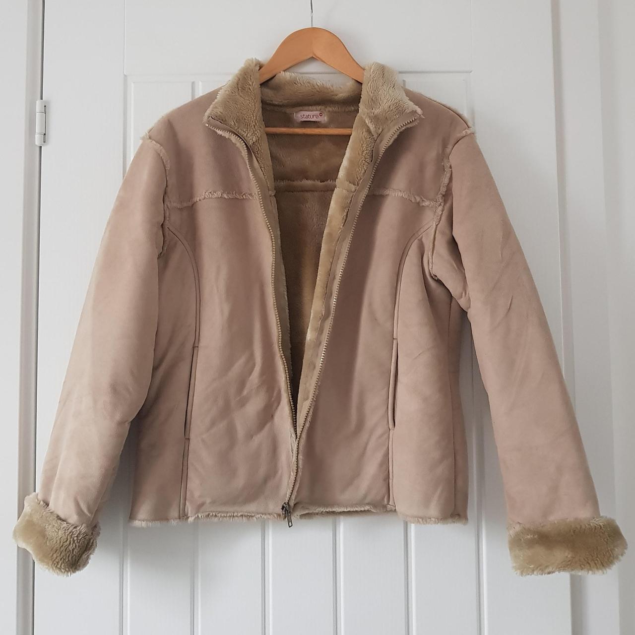 Lovely And Cosy 90s Faux Shearling Beige Jacket With - Depop