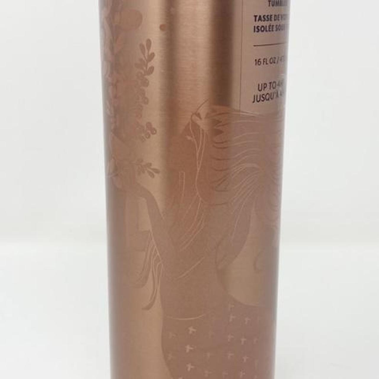 16 oz rose gold pink Starbucks tumbler cup with - Depop