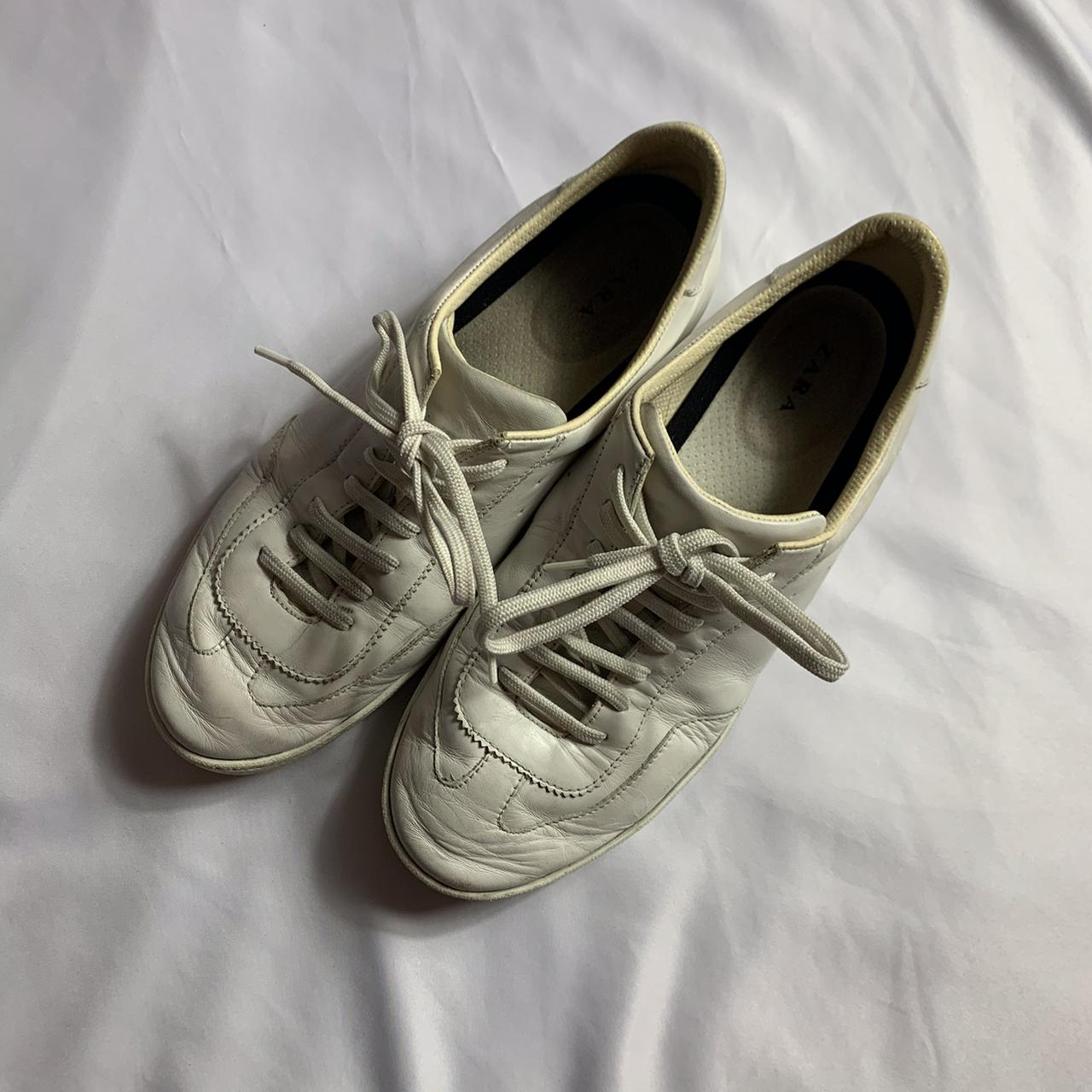 Zara sneakers. White real leather sneakers. Pair... - Depop