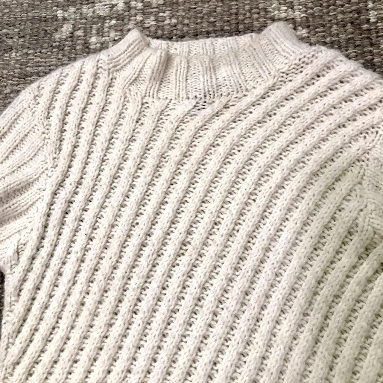 Vintage knit sweater. Cream colored. Size medium.... - Depop