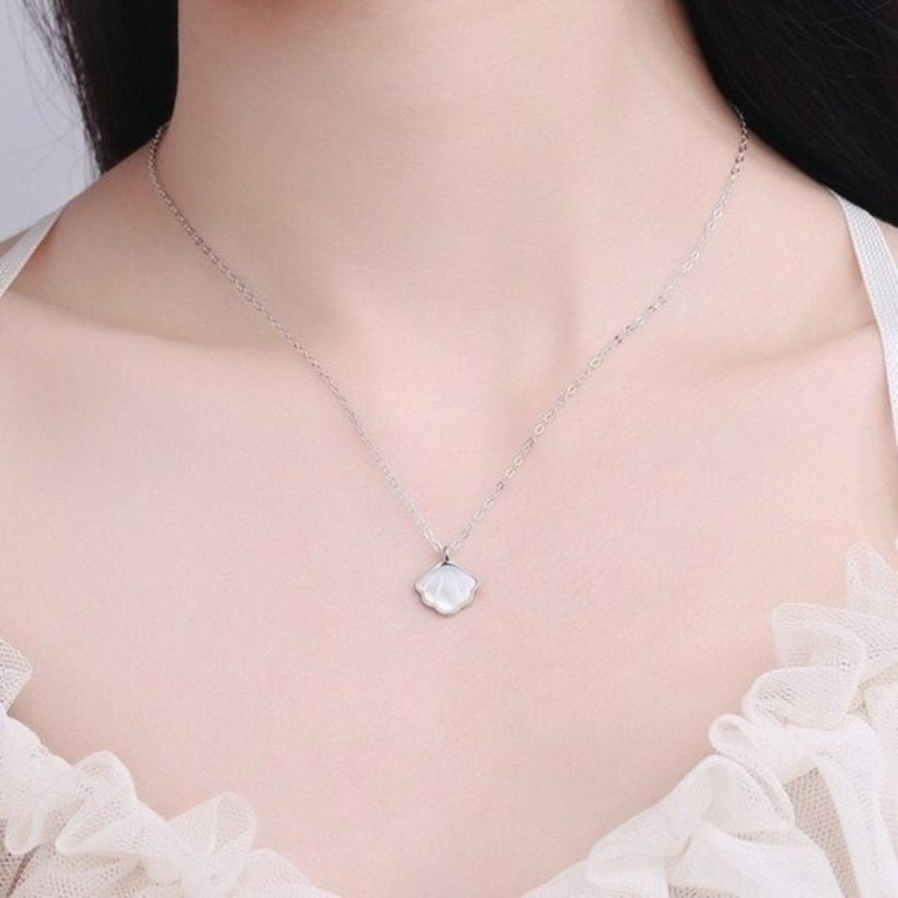 S925 Sterling Silver White Mother of Pearl Shell... - Depop