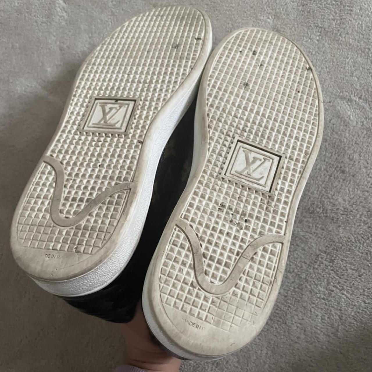 Louis Vuitton White Leather Front Row Sneakers with - Depop