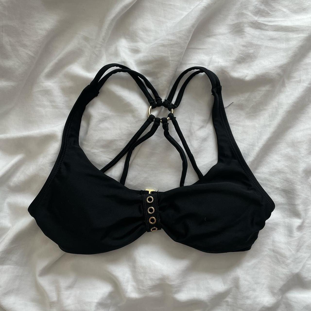 Black Swimsuit top / Bralette • Gold detailing •... - Depop
