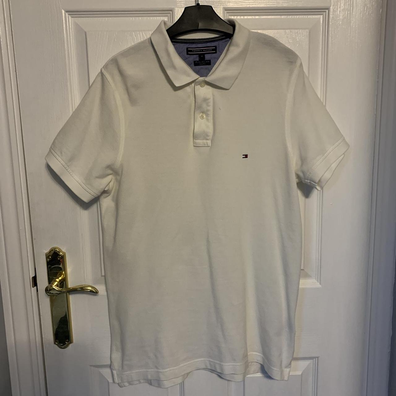 Tommy Hilfiger White Polo Shirt Size Medium Slim Depop