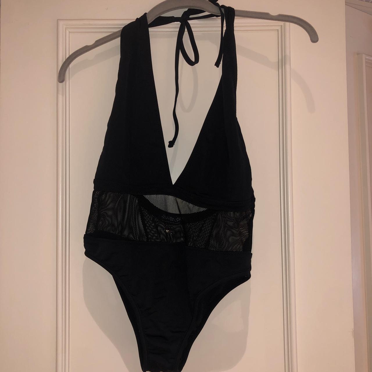 fashion nova one piece black mesh bathing suit Depop