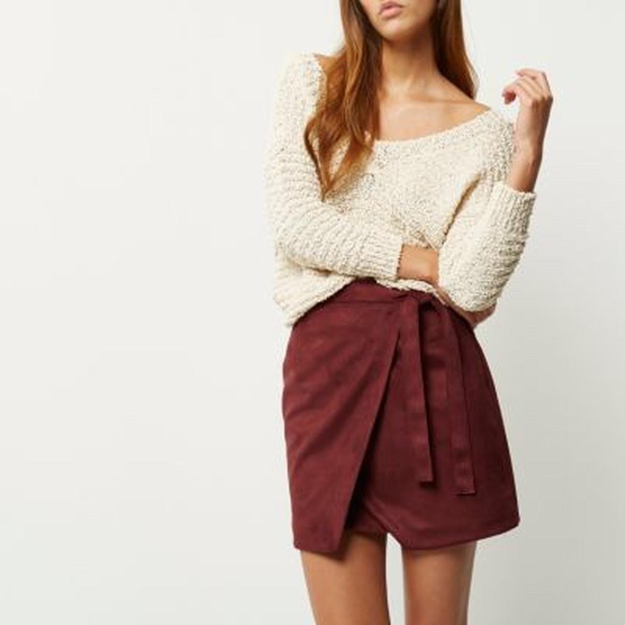 faux suede burgundy skirt