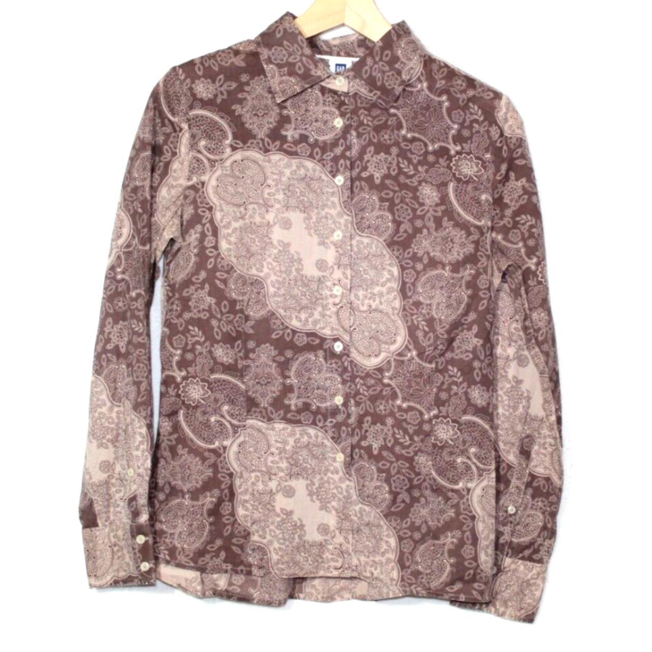 Y2K Gap womens button up shirt size S brown paisley... Depop