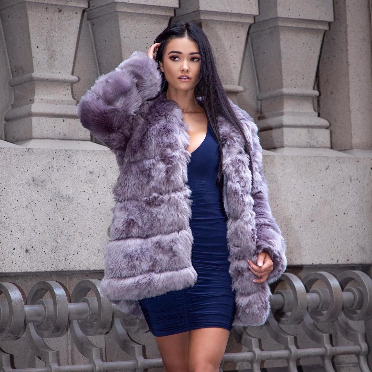 Light purple outlet faux fur coat