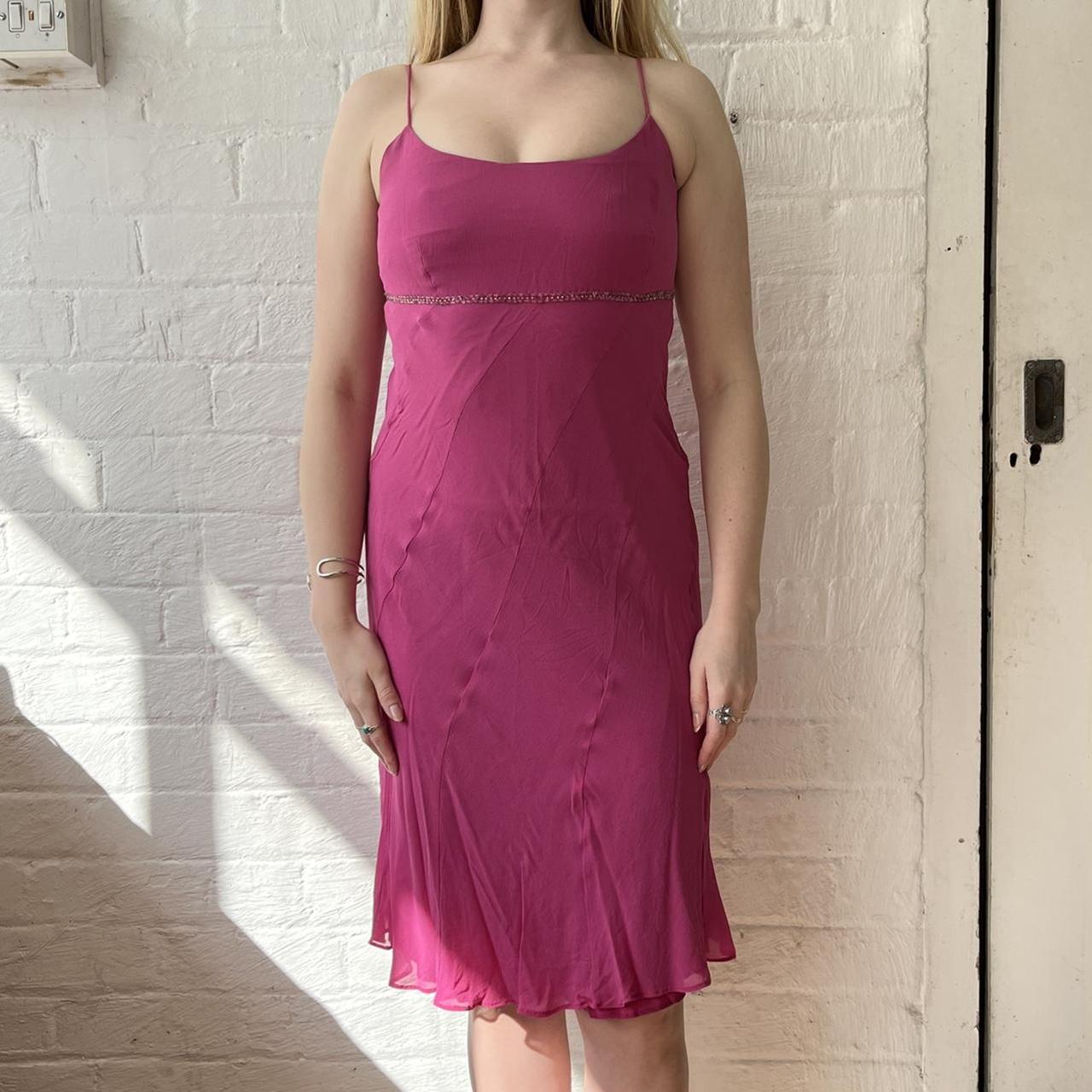 90s Pink Slip Dress 👛 True 90s hot pink bias cut... - Depop