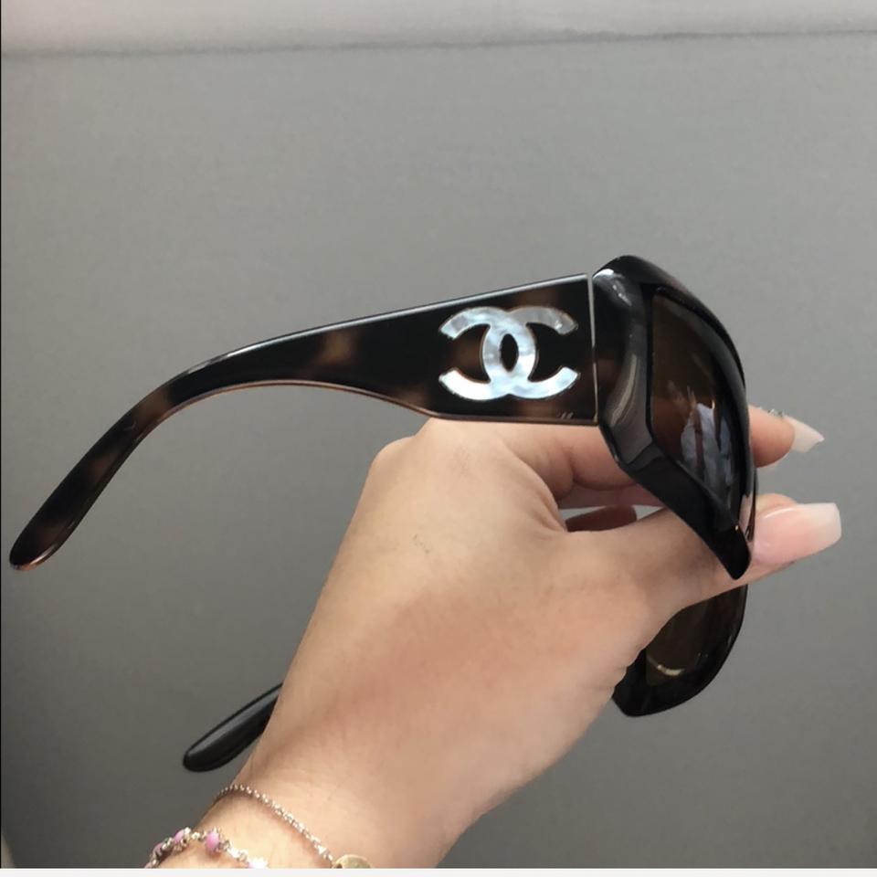 Vintage Chanel Black Sunglasses With Monogram Interlocking Mother Of Pearl  CC's